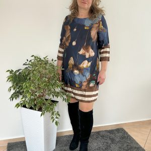 Šaty-tunika tmavě modrá s květy