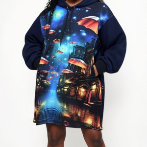 Mikinošaty modré s deštníky